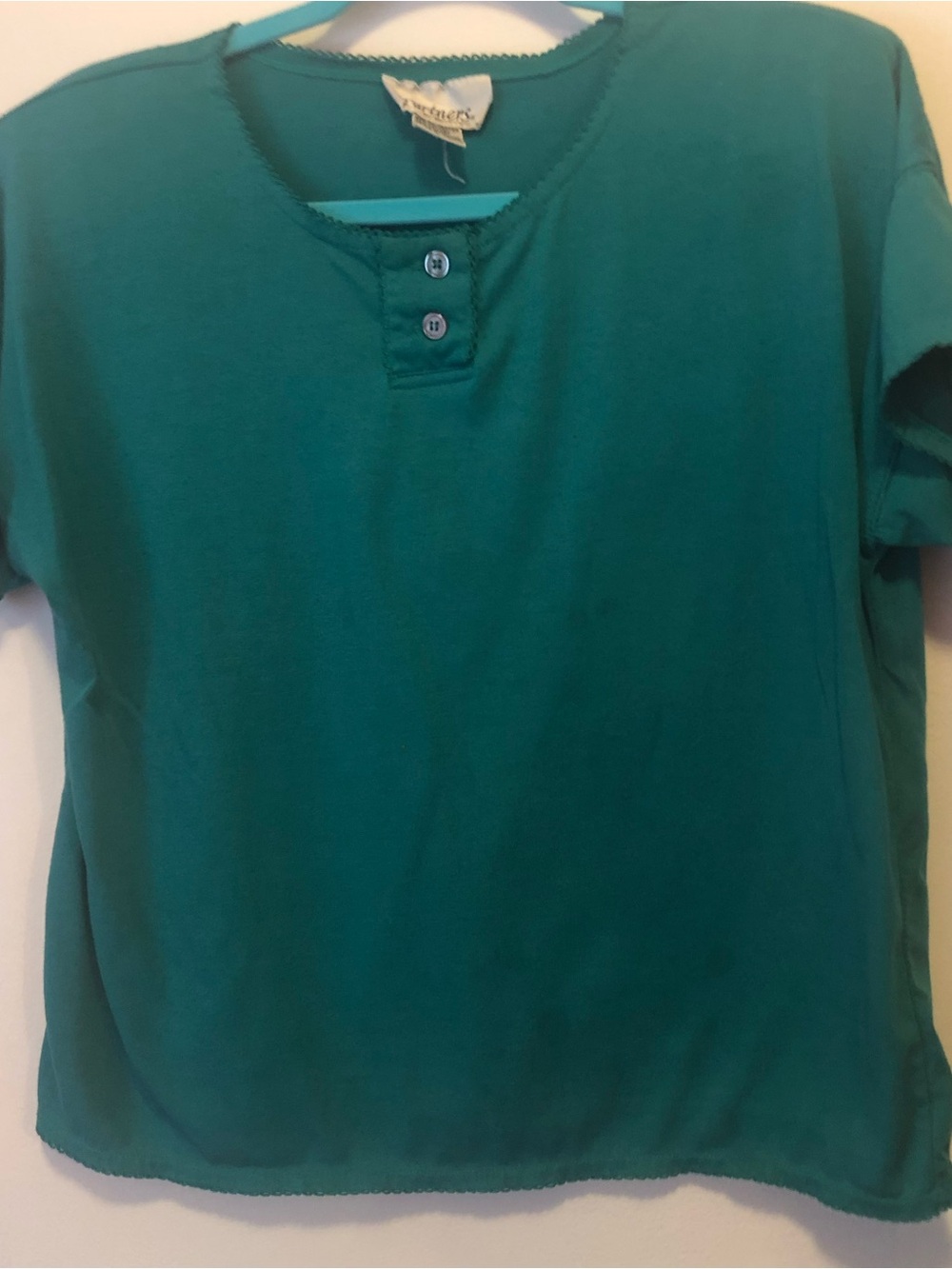 Kids Short-Sleeve Henley Top in Teal